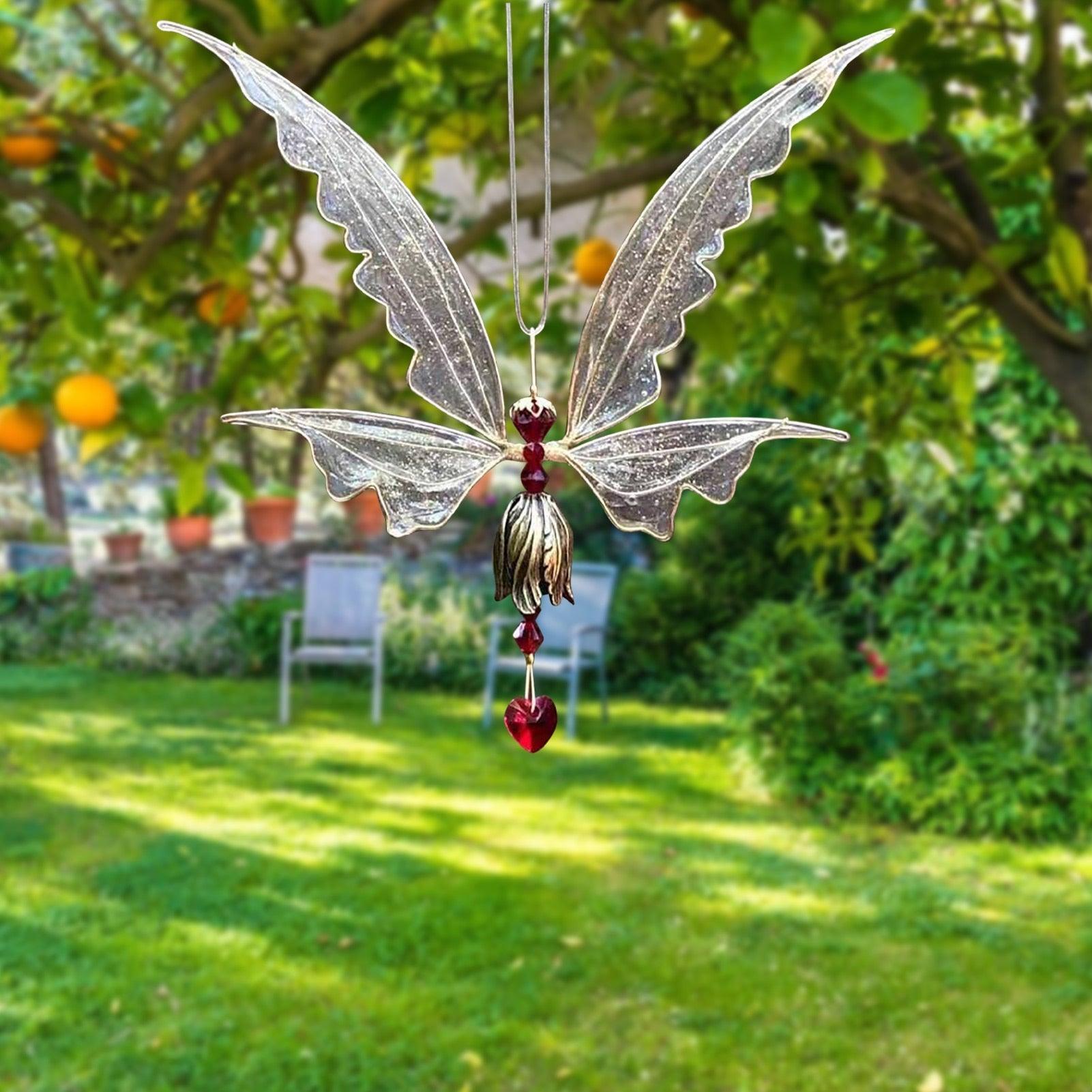 New Crystal Guardian Angel Wing  Sun-catcher Car Charm For Rear View Mirror Clear Window Rainbow Maker Collection With Crystal Wind Chimes For Home Garden Hanging Decoration Photography Prop