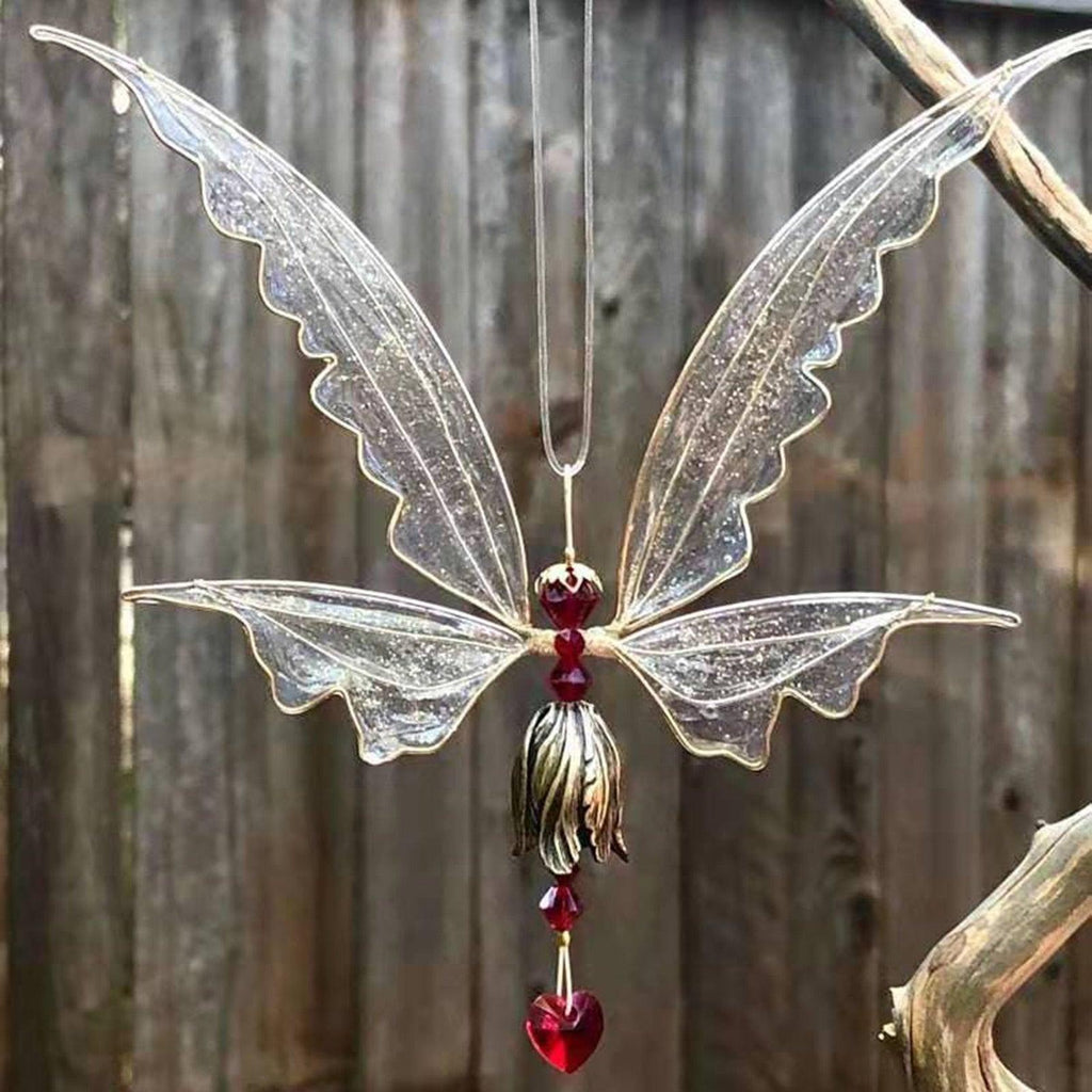 New Crystal Guardian Angel Wing  Sun-catcher Car Charm For Rear View Mirror Clear Window Rainbow Maker Collection With Crystal Wind Chimes For Home Garden Hanging Decoration Photography Prop