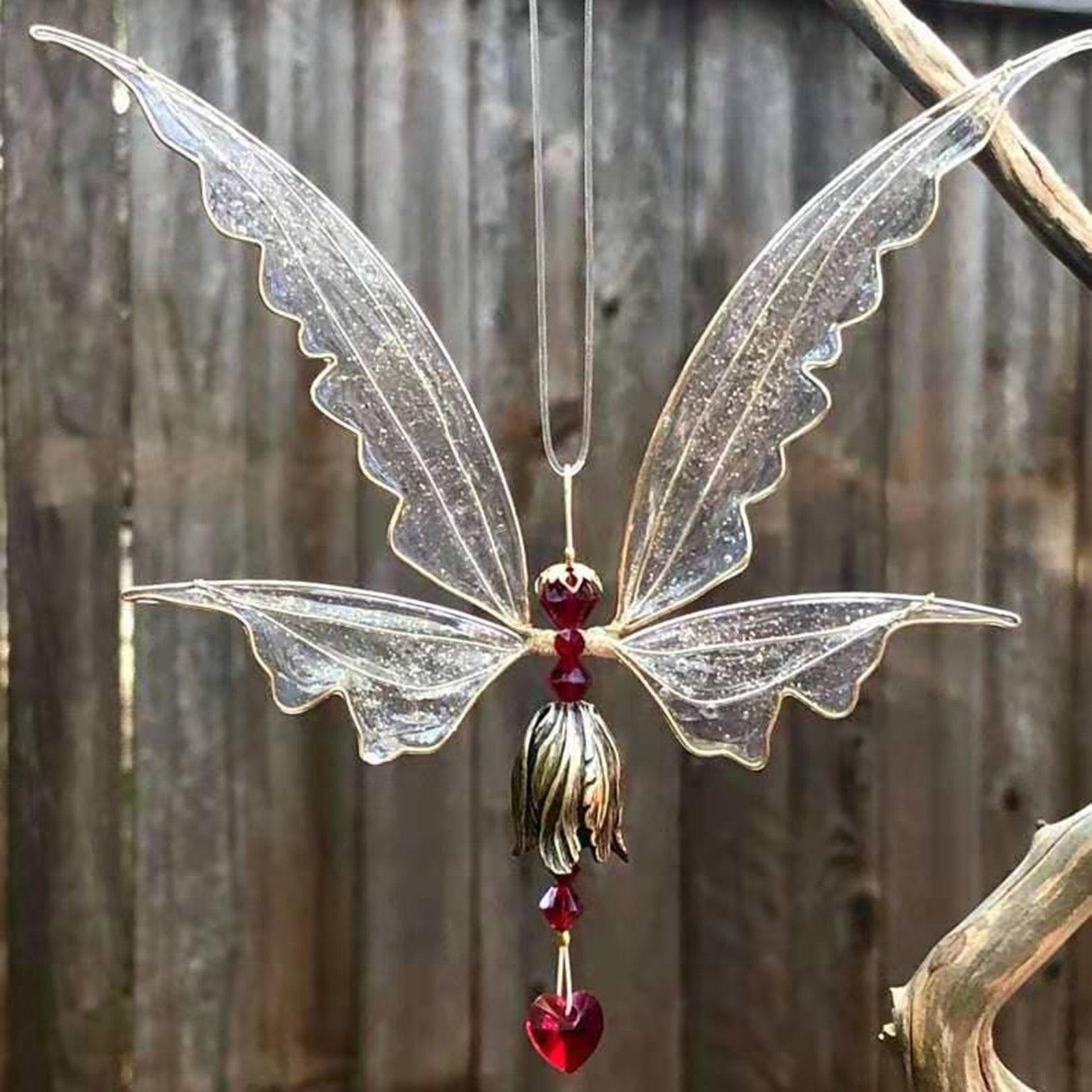 New Crystal Guardian Angel Wing  Sun-catcher Car Charm For Rear View Mirror Clear Window Rainbow Maker Collection With Crystal Wind Chimes For Home Garden Hanging Decoration Photography Prop