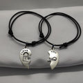 New Fashion Couple Bracelet For Boyfriend Girlfriend Gift Black Rope Heart Lover Bracelet Creative Heart-Shaped Magnetic Wishing Stone Pendant Necklace Lightweight Rope Bracelet Suitable For Anniversary And Holiday Gifts
