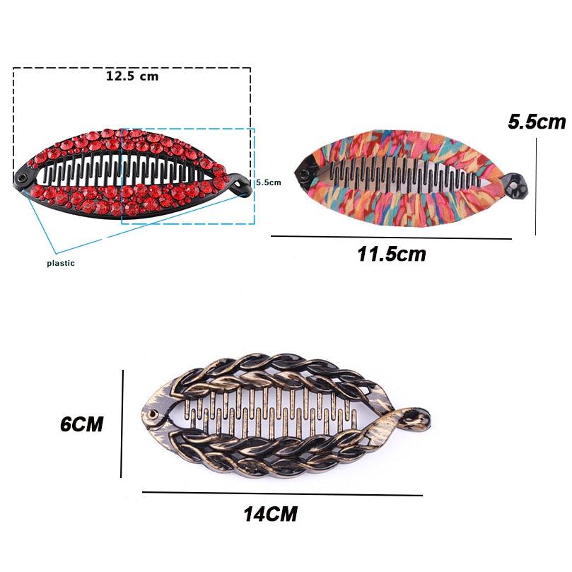New Fashion Hair Clips Women Banana Barrettes Plastic Color Rhinestone Hair Claws Pins Clamps for Girls Ponytail Mohawk Bun Maker Accessories For Curly Hair Women