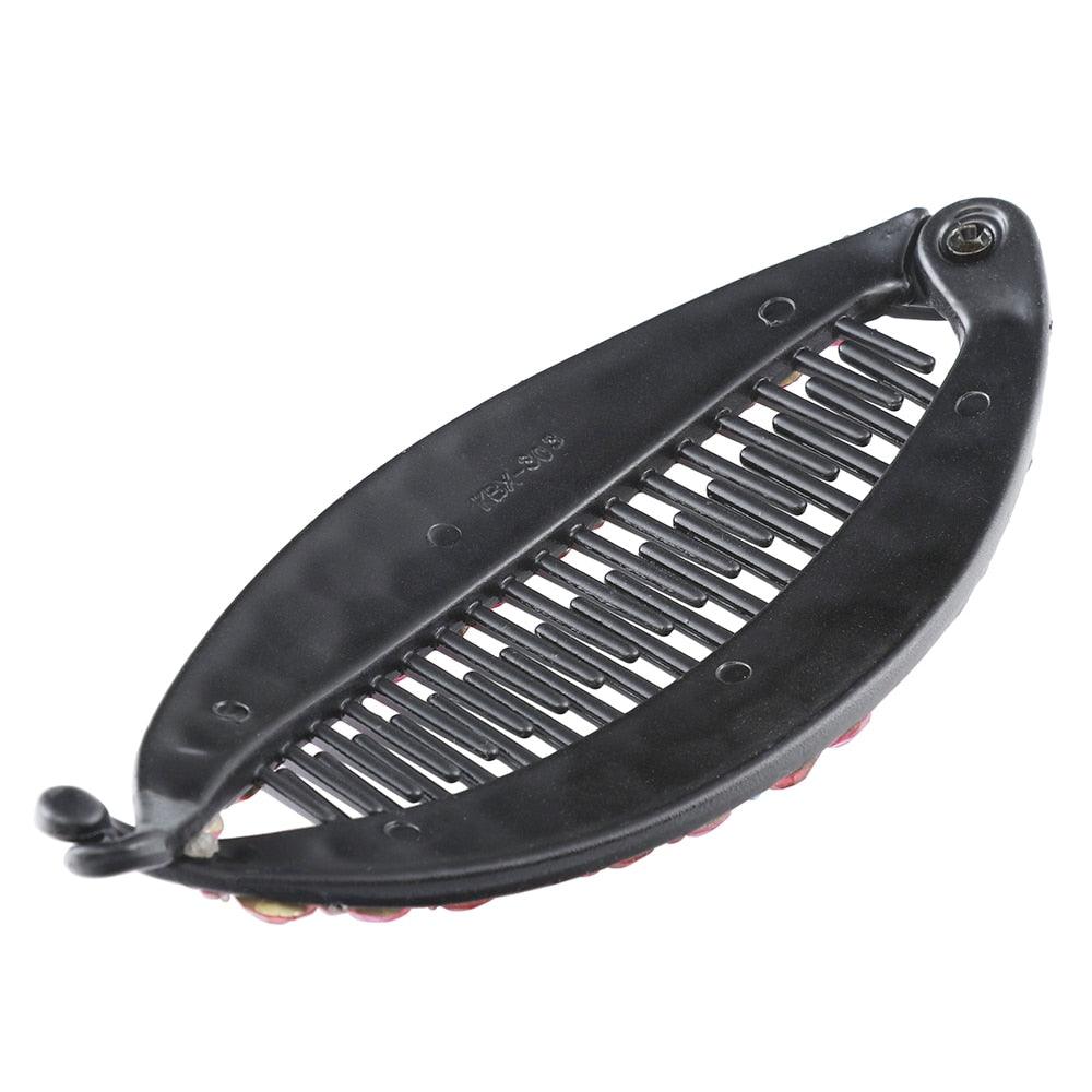 New Fashion Hair Clips Women Banana Barrettes Plastic Color Rhinestone Hair Claws Pins Clamps for Girls Ponytail Mohawk Bun Maker Accessories For Curly Hair Women