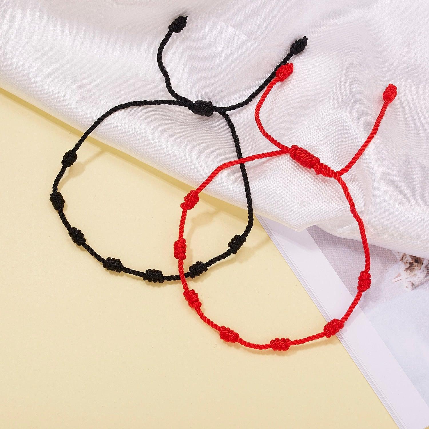 New Fashion Handmade Braided Rope Couple Bracelet For Women Men Charm Lucky Heart Knot Adjustable Rope Bracelets Red Cord Bracelet Braided Knot For Mens Womens