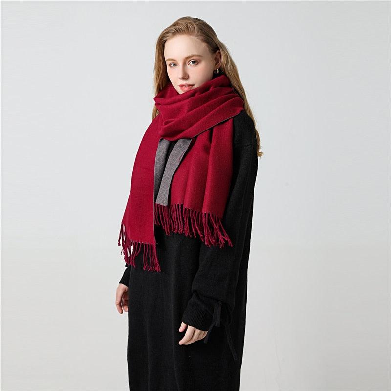 New Fashion Winter Soft Thick Warm Colorful Cashmere Scarf Elegant Escharpe Shawls Scarf Shawls Wraps Lightweight Lady Solid Scarves Fashion Tassels Blanket For Women