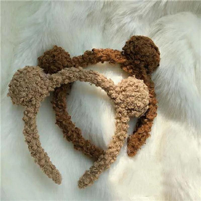 New Girls Cute Bear Ears Plush Simple Hairbands Kids Lovely Hair Ornament Headband Hair Hoops Children Fashion Gorgeous Hair Accessories For Women