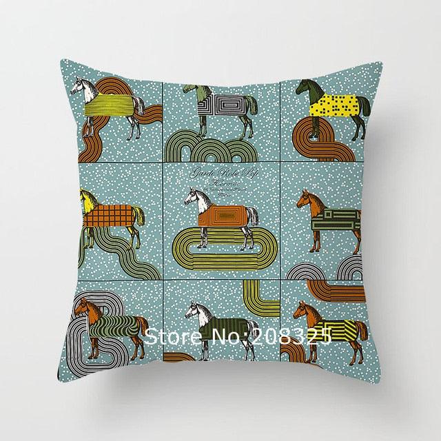 New Horse Cushion Cover Short Plus Luxury Horse Cotton Linen Decorative Pillowcase Cushion Decorative Pillows  Covers for Home Sofa Couch Car Bedrooms 45x45cm