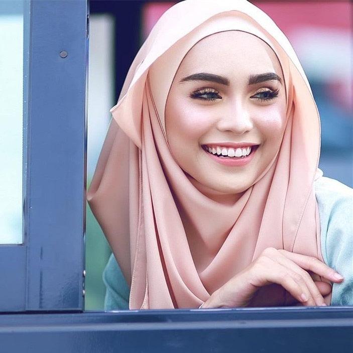 New Long Solid Colorful Soft Chiffon Hijab Elegant Scarf Wrap Lightweight Islamic Head Wear Escharpe Shawls Headband Stole Muslim Hijabs Wrap Headscarf Scarves Colors For Women