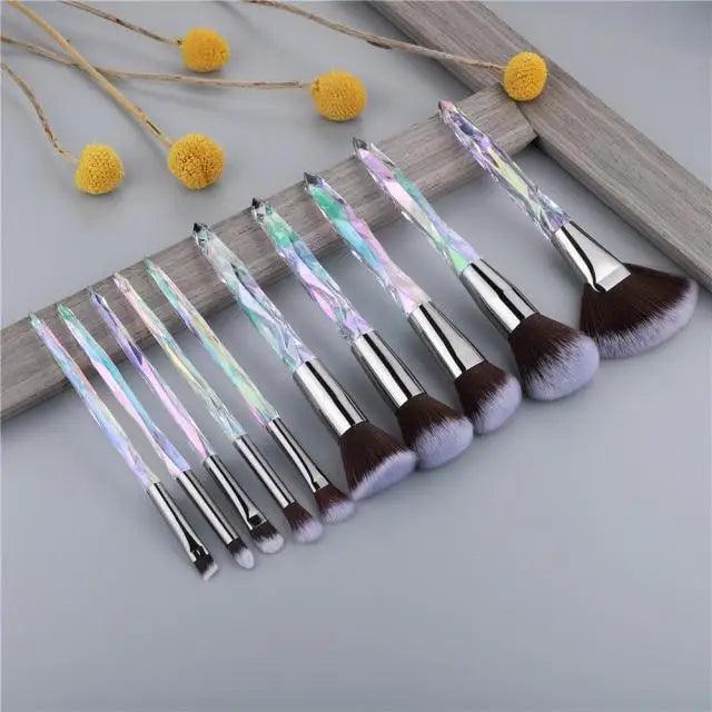 New Luxury Cosmic Color New Luxury Crystal Makeup Brushes Powder Foundation Eyeshadow Eyebrow Cosmetics for Face Fan Make Up Brush Set