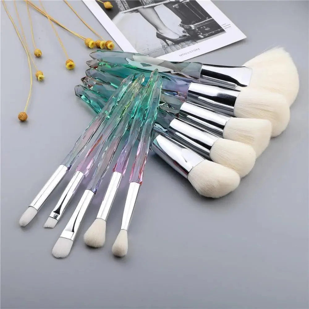 New Luxury Cosmic Color New Luxury Crystal Makeup Brushes Powder Foundation Eyeshadow Eyebrow Cosmetics for Face Fan Make Up Brush Set