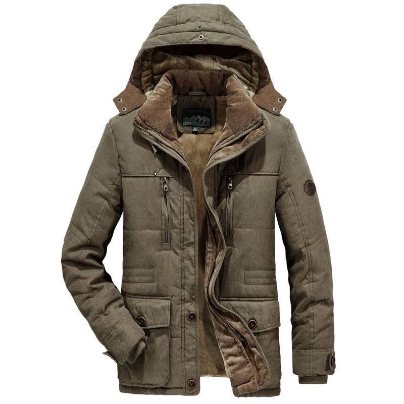 New Men's Thick Warm Waterproof Jacket Hooded Men Outdoor Jacket Men's Thick Casual Hooded Solid Color Outdoor Jacket Winter Cotton Jacket Men's Jacket With Multi-Pockets