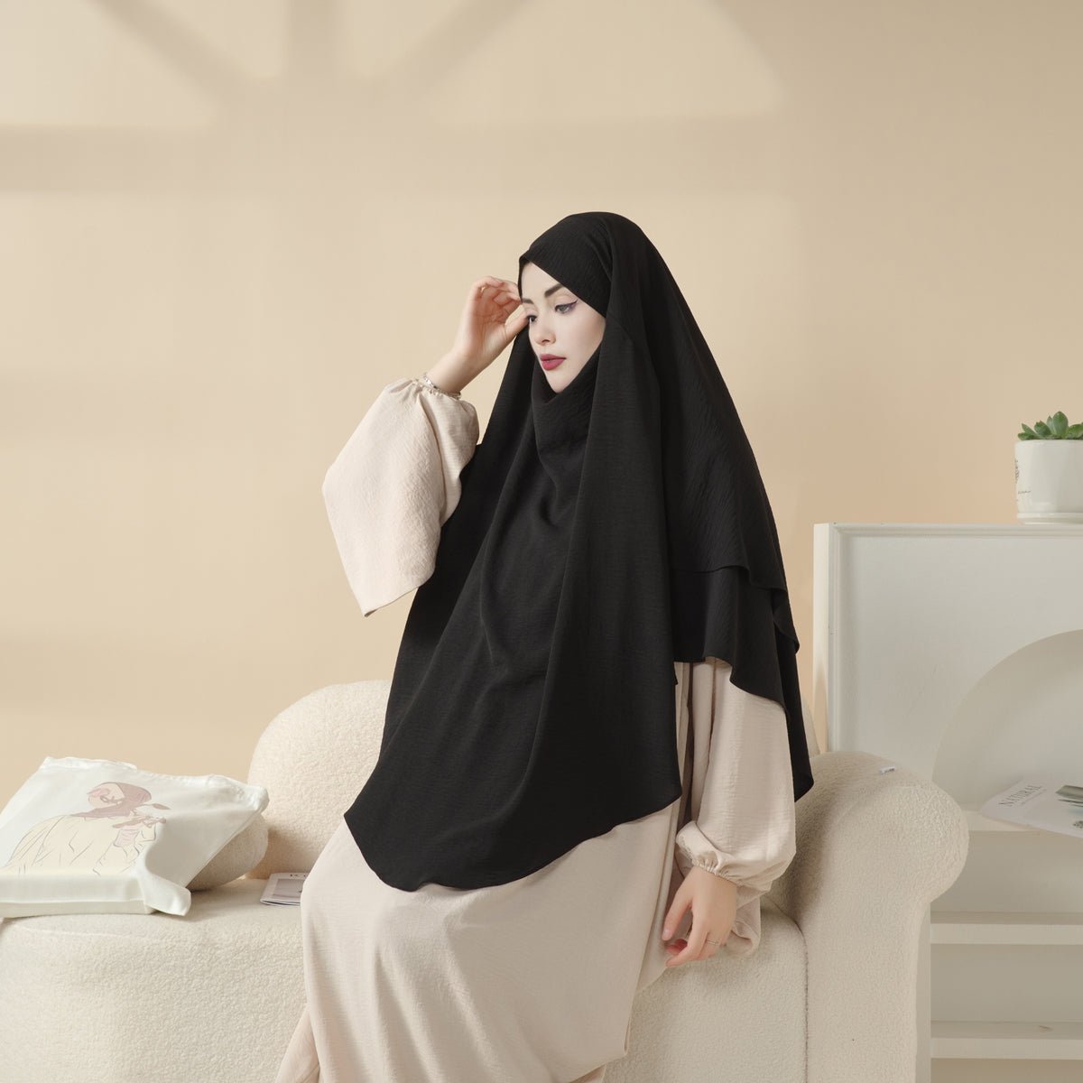 New Two-Layer Crepe Khimar (MK010)