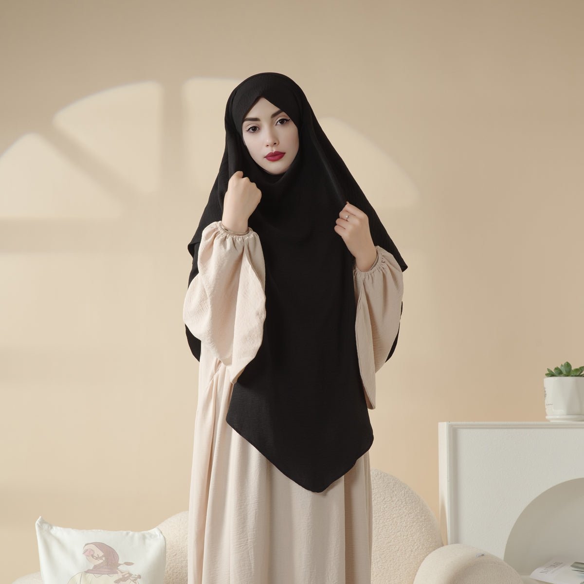 New Two-Layer Crepe Khimar (MK010)