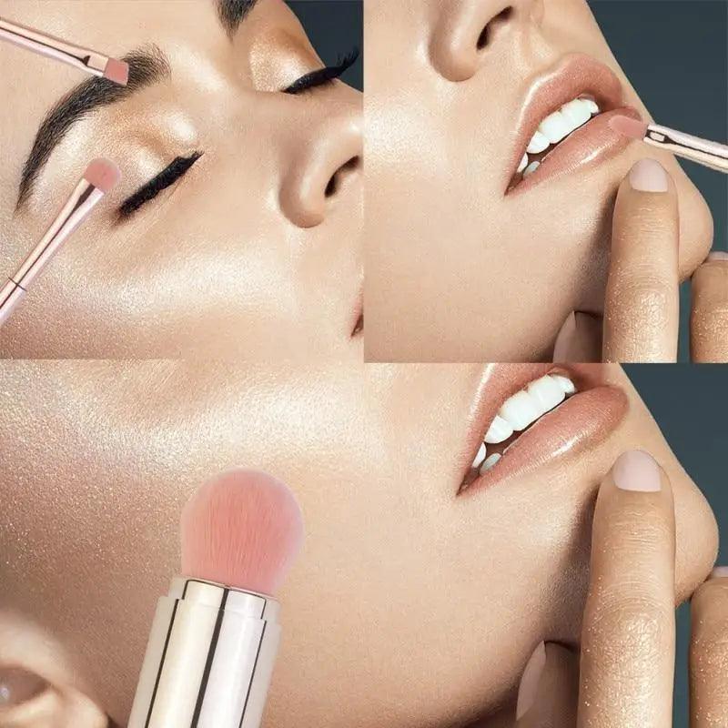 New Vintage Style 4 In 1 Makeup Brushes For Foundation, Eyebrow Shadow, Eyeliner Blush Powder, Brush Cosmetic And Concealer Professional Makeup Brush
