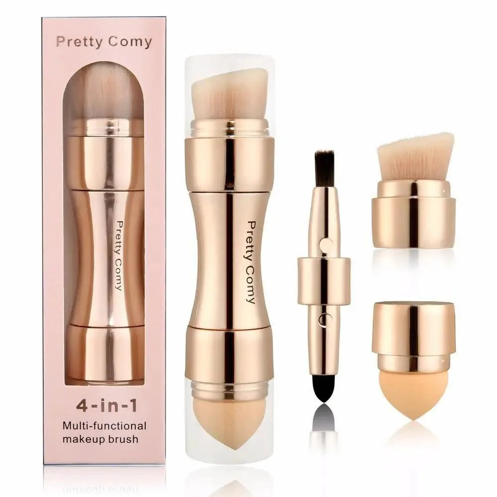 New Vintage Style 4 In 1 Makeup Brushes For Foundation, Eyebrow Shadow, Eyeliner Blush Powder, Brush Cosmetic And Concealer Professional Makeup Brush