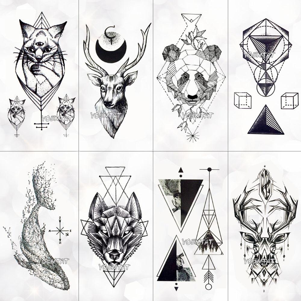 New Waterproof Temporary Tattoo Sticker Deer Animal Flash Tatoo Black Line Body Art Small Decorative Design For Womens Boys