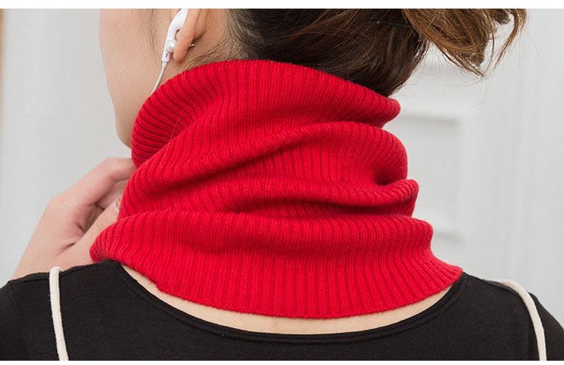 New Winter Autumn Solid Color Soft Cashmere Knit Ring Scarves Neck Warmer Elastic Neck Gaiter Head Wrap Headwear Comfort Collar Female Winter One Loop Scarf For Women