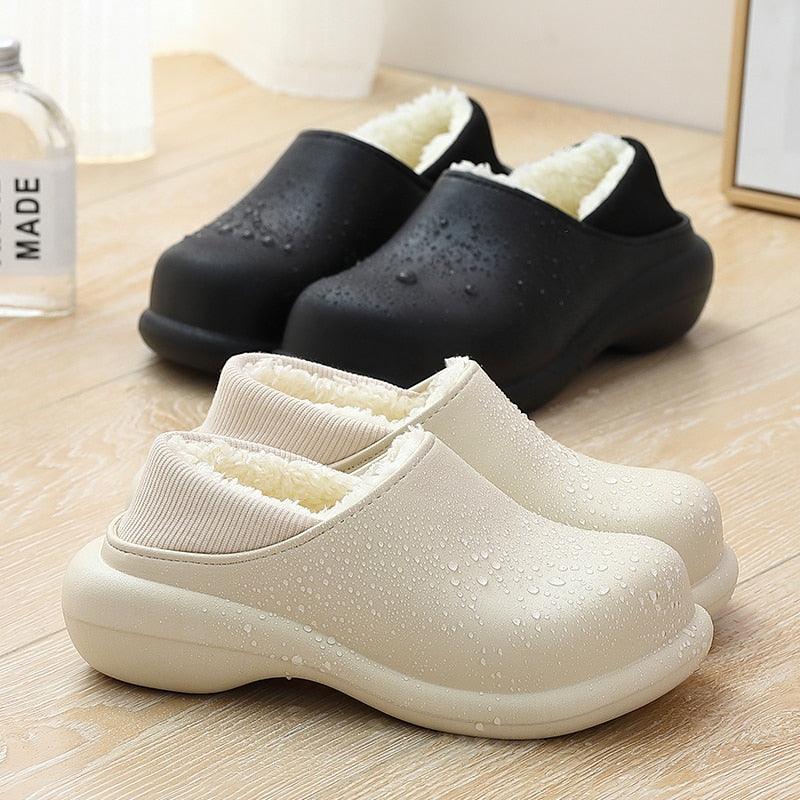 New Winter Women Slipper Soft Bottom Plush Home Shoes  Slippers Indoor Waterproof Non-Slip Memory Foam Comfy Fluffy Fur Memory Foam Boots House Shoes Thick Sole 6cm