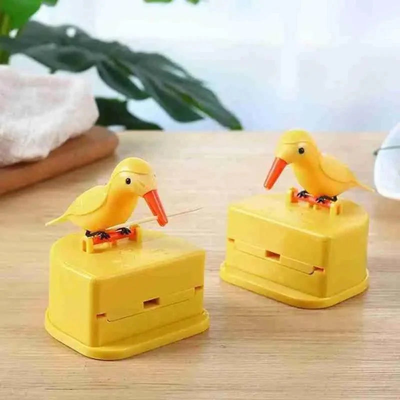 New Yellow Small Bird Toothpick Container Automatic Toothpick Dispenser Toothpick Holder Home Decoration Kitchen Accessories
