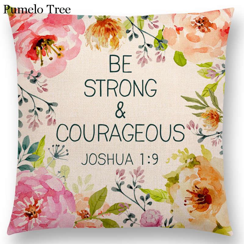 Newest Floral Quotes Decorative Pillow Covers Fresh Flowers Garland Inspirational Words Decorative Cotton Linen Throw Pillow Cushion Covers And Gifts For Women Daughter Mum Best Friend Birthday Home Decorations