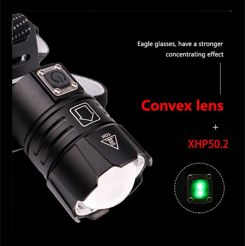 Newest  Waterproof XHP199 16-Core Super Bright Powerful Lantern Headlamp XHP110 LED USB  Flashlight XHP50 Headlight Rechargeable 18650 Zoom Torch Light