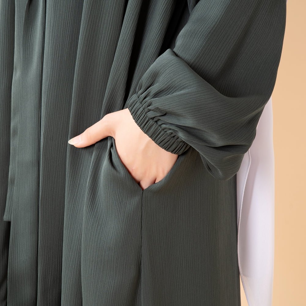 Premium Nida Zoom Open Abaya 3-Piece Set (MOA239)