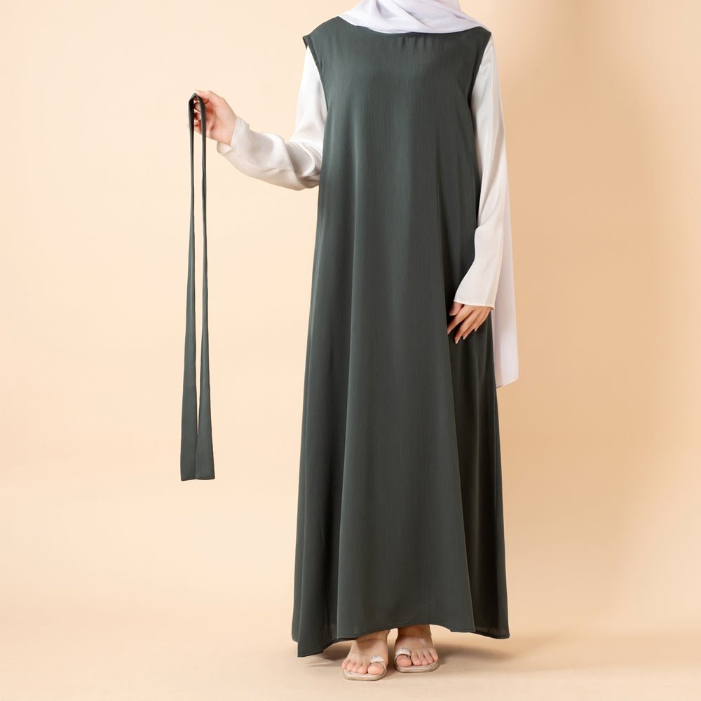 Premium Nida Zoom Open Abaya 3-Piece Set (MOA239)
