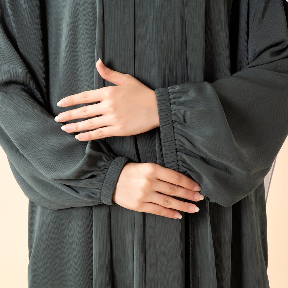Premium Nida Zoom Open Abaya 3-Piece Set (MOA239)