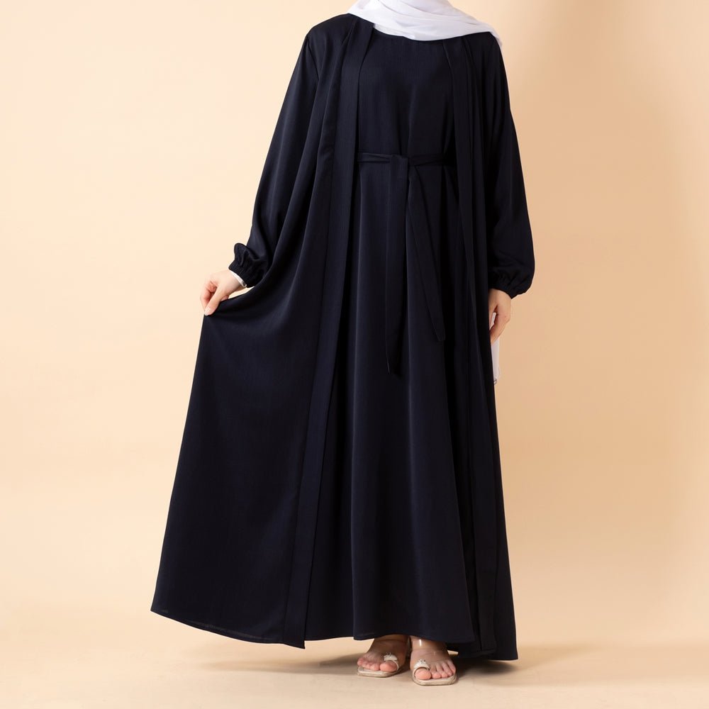 Premium Nida Zoom Open Abaya 3-Piece Set (MOA239)