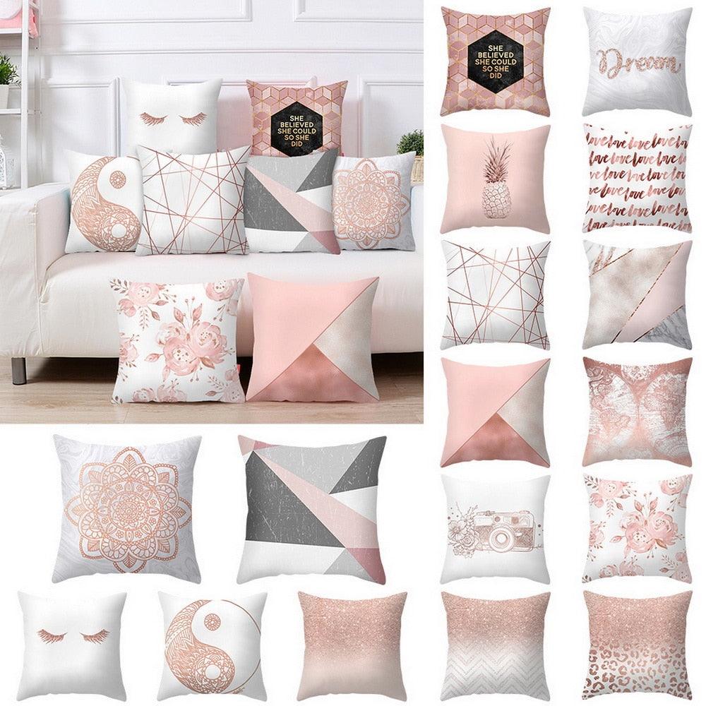 Nordic Style Pillow Covers Plant Letter Flower Geometric Sofa Cushion cover Headrest Pink Party Decorations Gift For Kids Geometric Decorative Throw Pillow Covers Square Cotton Cushion Covers Outdoor Sofa Home Pillow Covers