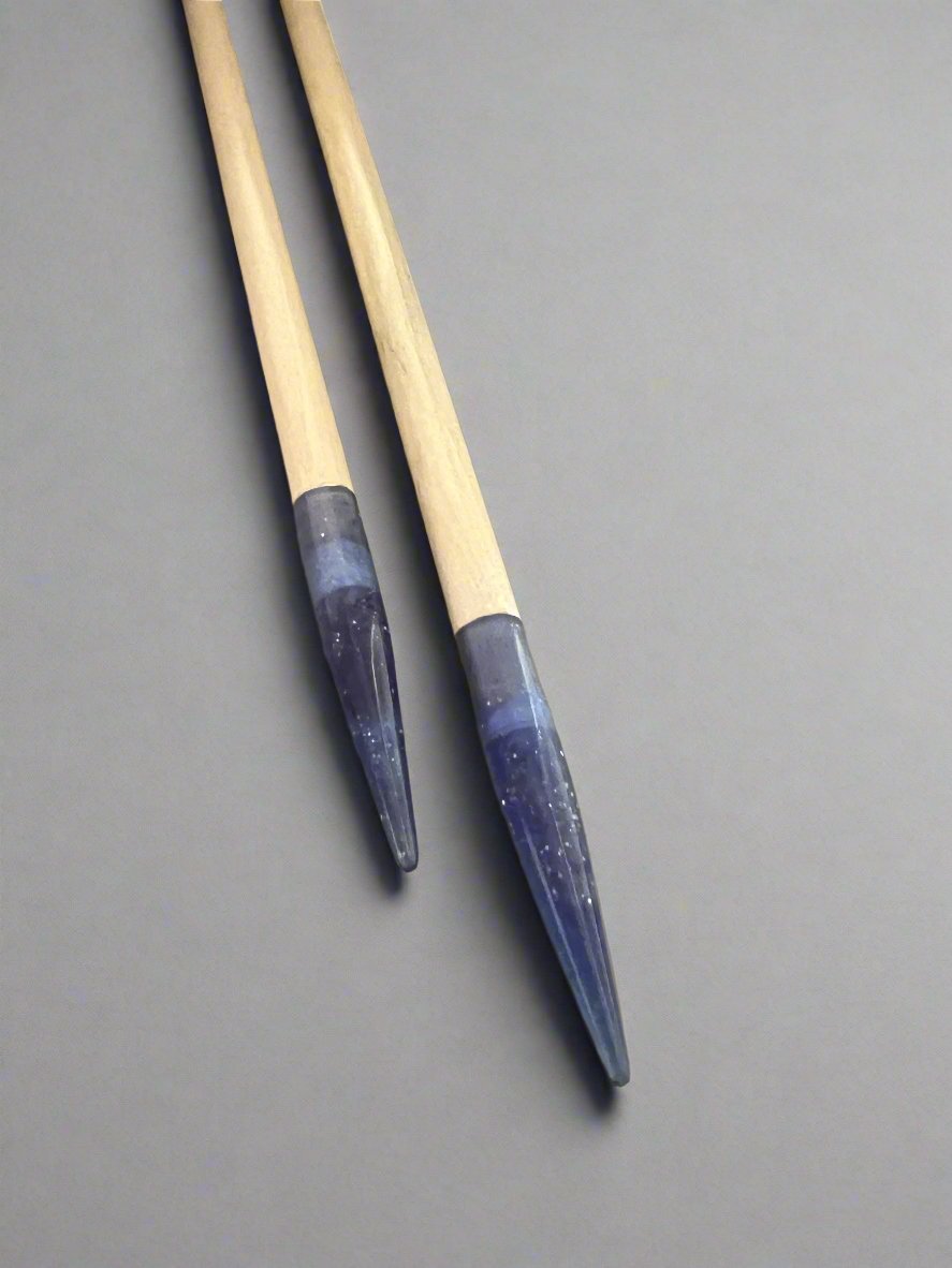 Purple Glitter Resin & Maple Knitting Needles