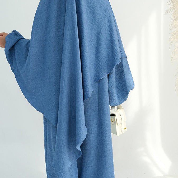 Nursing Abaya & Khimar Set | Bubble Sleeve Breastfeeding Dress(MK025)