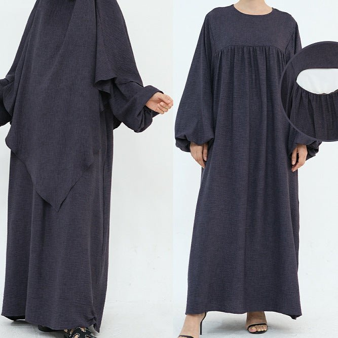 Nursing Abaya & Khimar Set | Bubble Sleeve Breastfeeding Dress(MK025)