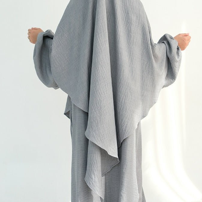 Nursing Abaya & Khimar Set | Bubble Sleeve Breastfeeding Dress(MK025)