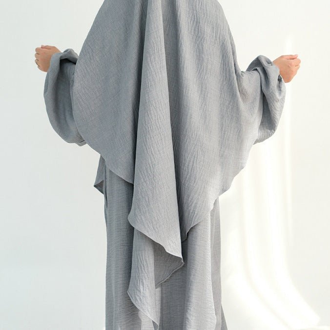 Nursing Abaya & Khimar Set | Bubble Sleeve Breastfeeding Dress(MK025)