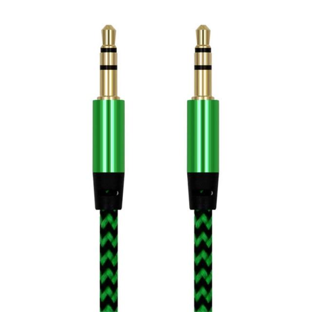 Nylon Braided 1m 3.5 mm  Aux Audio Cable Jack For Mobile Car Headphones Speakers