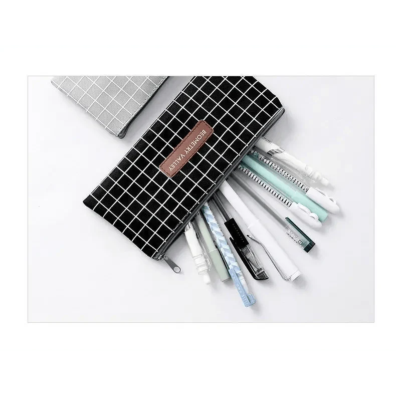 Office Simple Print Stationery Pencil Case Classic Design Pencil Pouch Simple Storage Bag