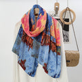 Oil Painting Style Dopamine Satin Crinkle Hijab (MH097)