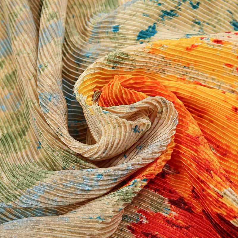Oil Painting Style Dopamine Satin Crinkle Hijab (MH097)