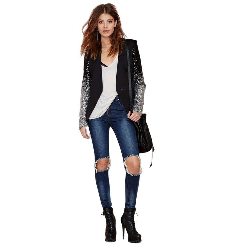 Ombre Sequin Sleeve Blazer(MS242)