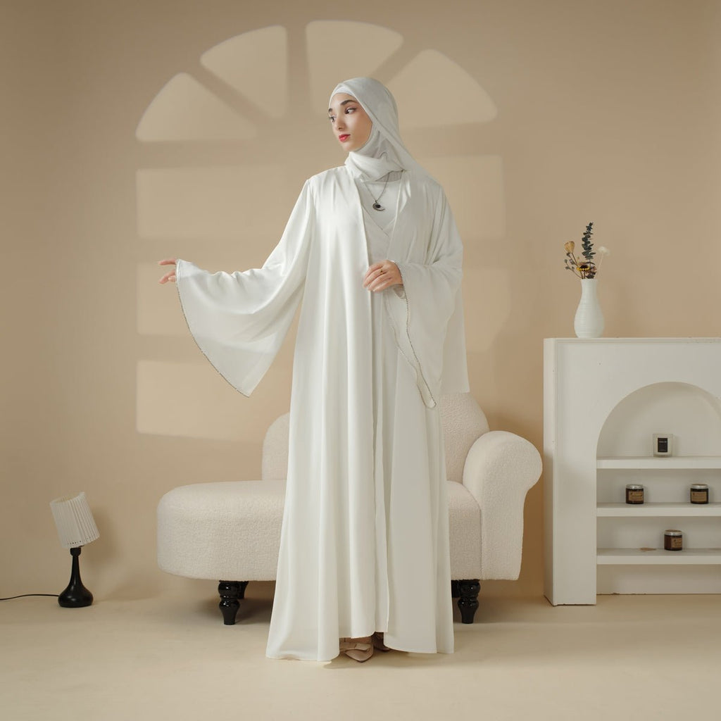 Open Kimono Abaya Set, Kimono Style Abaya 3-Piece Set (MOA094)