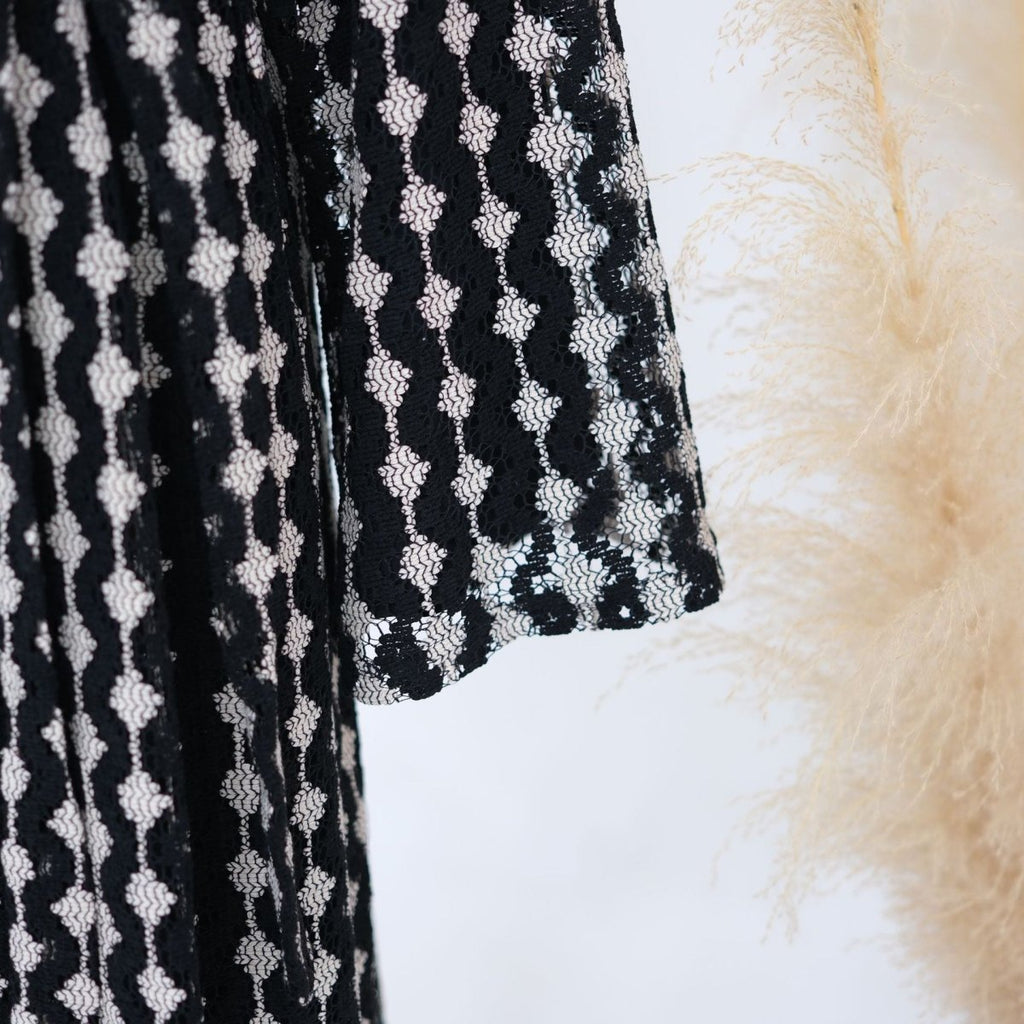 Openwork Lace Knit Open Abaya(MOA327)