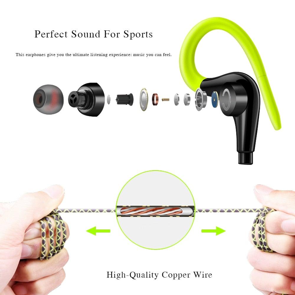 Original Sports Earphone Bluetooth Earphones with Charging case for Sport, Running, Workout Super Bass Headphones Sweatproof Running Headset With Mic Ear Hook