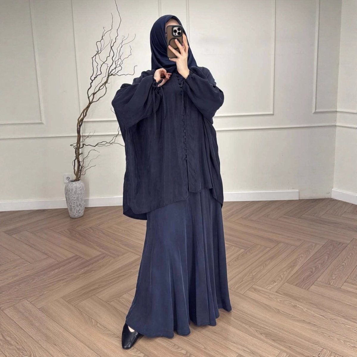 Oversized Batwing Tunic & Maxi Skirt Set (MS376)