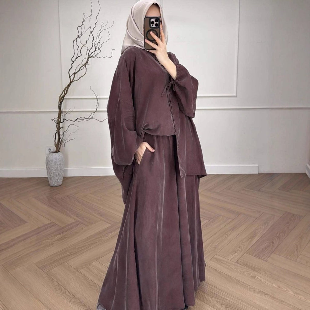 Oversized Batwing Tunic & Maxi Skirt Set (MS376)