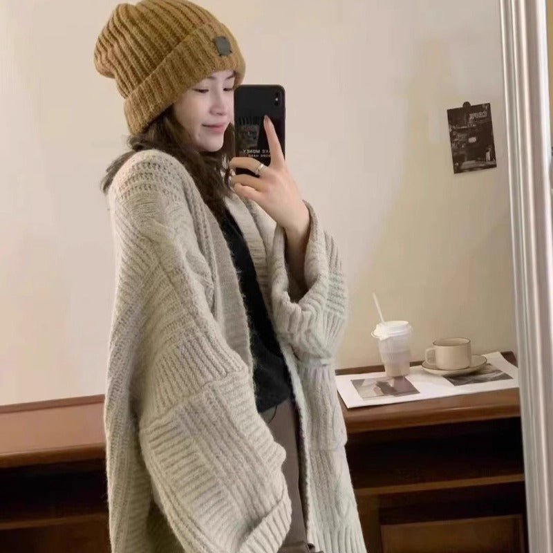 Oversized Cable Knit Cardigan with Pockets(MS166)