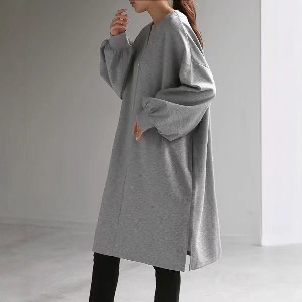 Oversized Cotton Sweatshirt Tunic | V-Neck Long Sleeve Pullover Top(MS210)