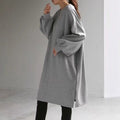 Oversized Cotton Sweatshirt Tunic | V-Neck Long Sleeve Pullover Top(MS210)