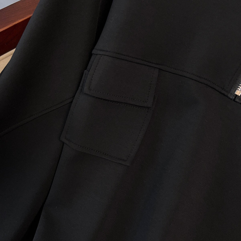 Oversized Half-Zip Hoodie Dress | Plus Size Midi Sweatshirt Dress(MS196)