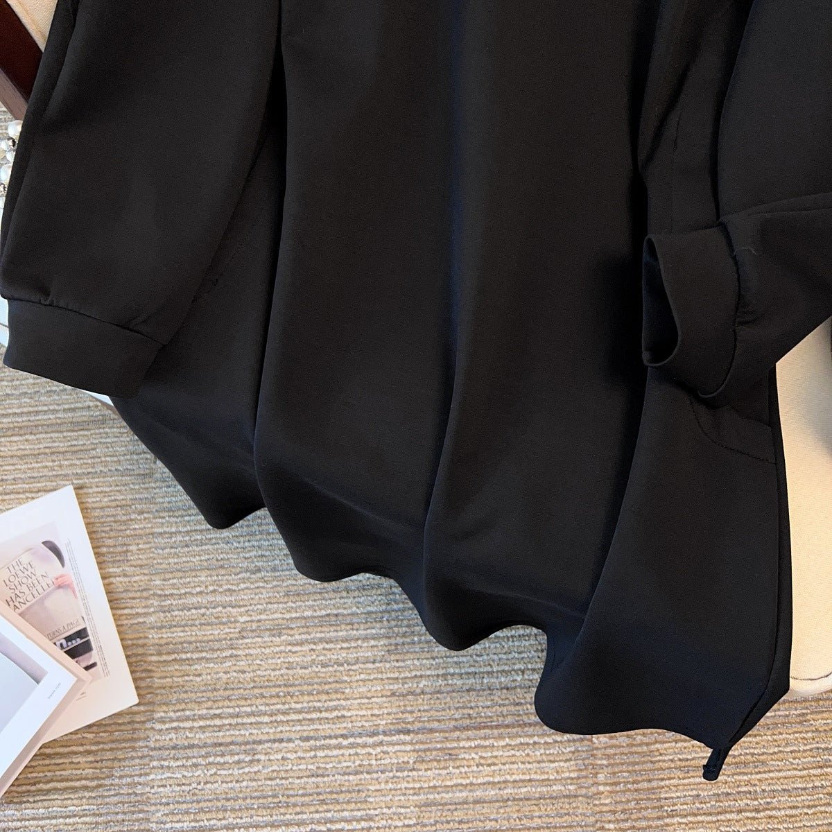 Oversized Half-Zip Hoodie Dress | Plus Size Midi Sweatshirt Dress(MS196)