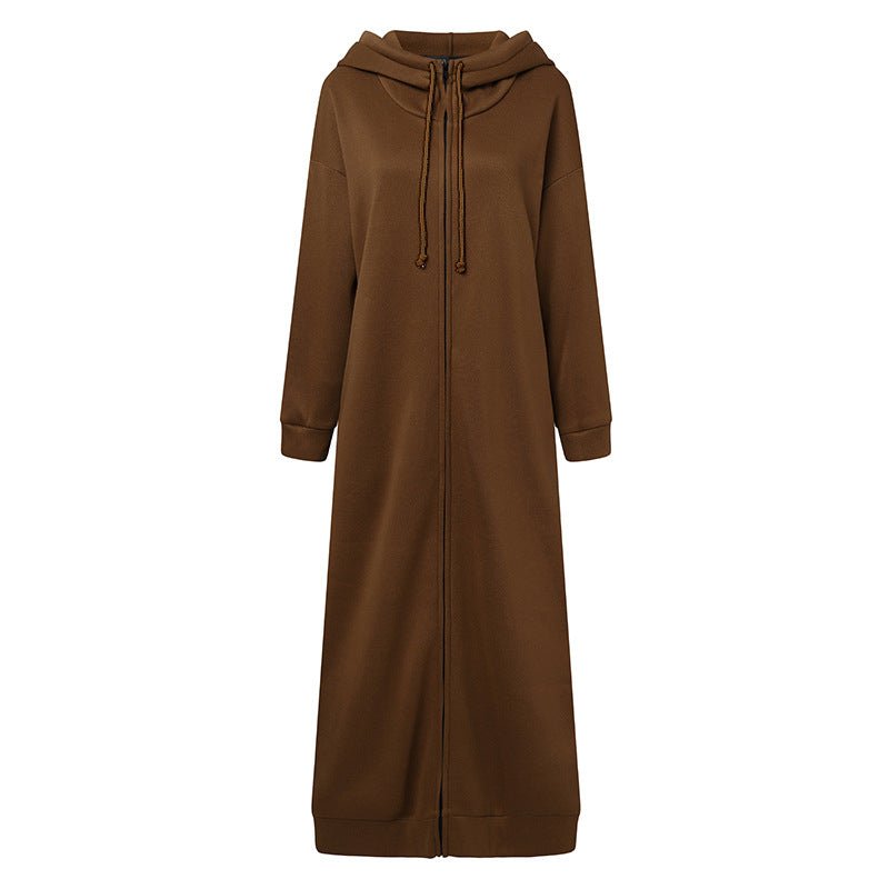 Oversized Hooded Zip-Up Maxi Dress | Fleece Robe Abaya (MS163)